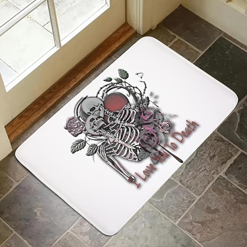 1PC Halloween skull Kitchen Rug Non-Slip Door Mat Pop design Bathroom Rug Bath Mat Carpet for Home Sink Laundry Decor