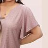 2024 Summer Women's Plus Size V-Neck Batwing Sleeve Hollow Breathable T-Shirt