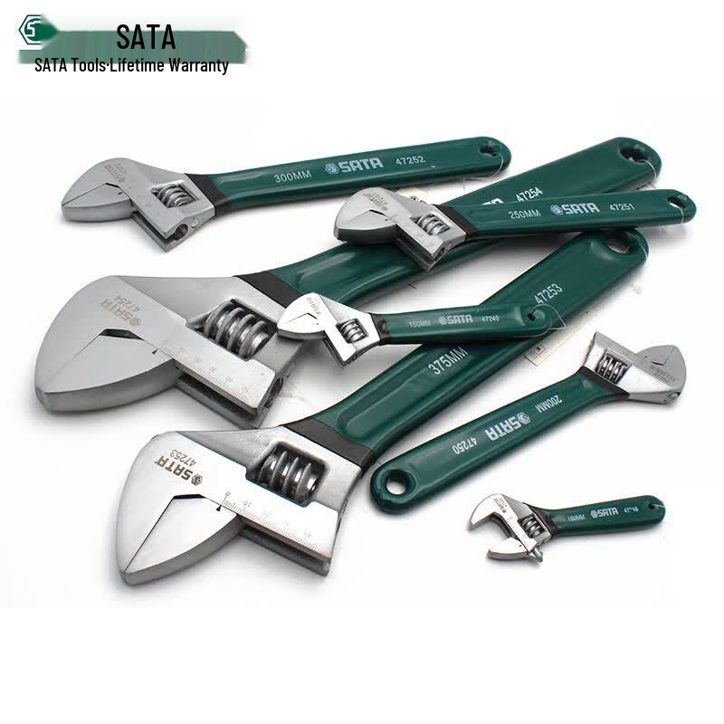 SATA 4-inch Plastic-Dipped European Adjustable Wrench