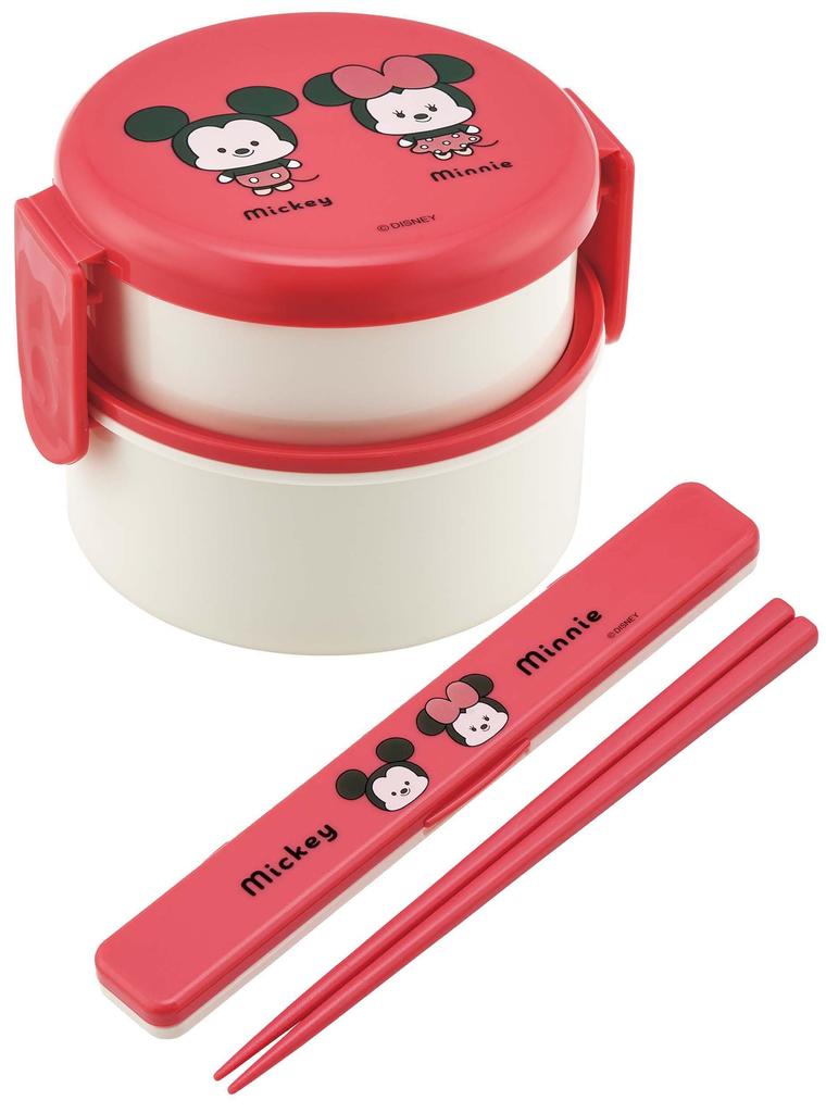 Skater Bento Made in Disney Yururun Mickey Minnie Box, 500ml, Two-Tier, Round, Antibacterial, Japan, & Design, ONWR1AG-A
