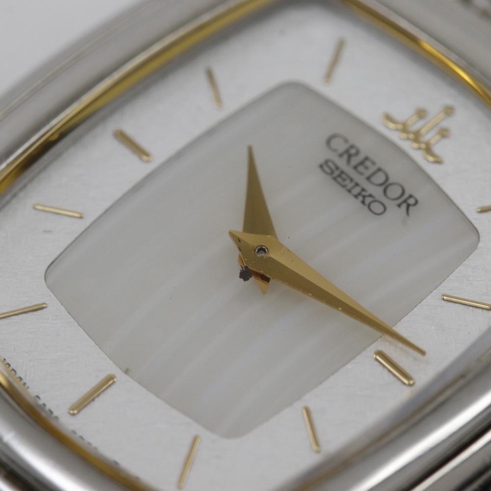 Seiko CREDOR Uhren 5A70-3C30 Silbernes Zifferblatt Edelstahl Quarz Analoganzeige Damen Gebraucht