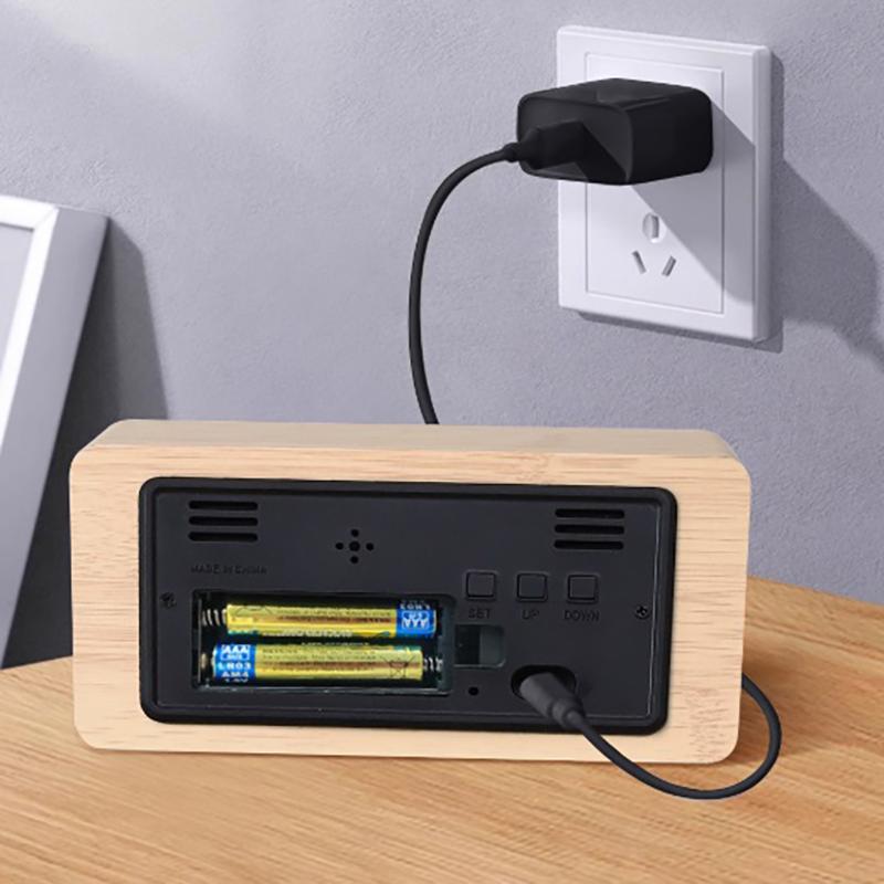 Led Student Alarm Clock Simple Wall Clock Temperature Display Table Clock Desktop Home Decor Garden