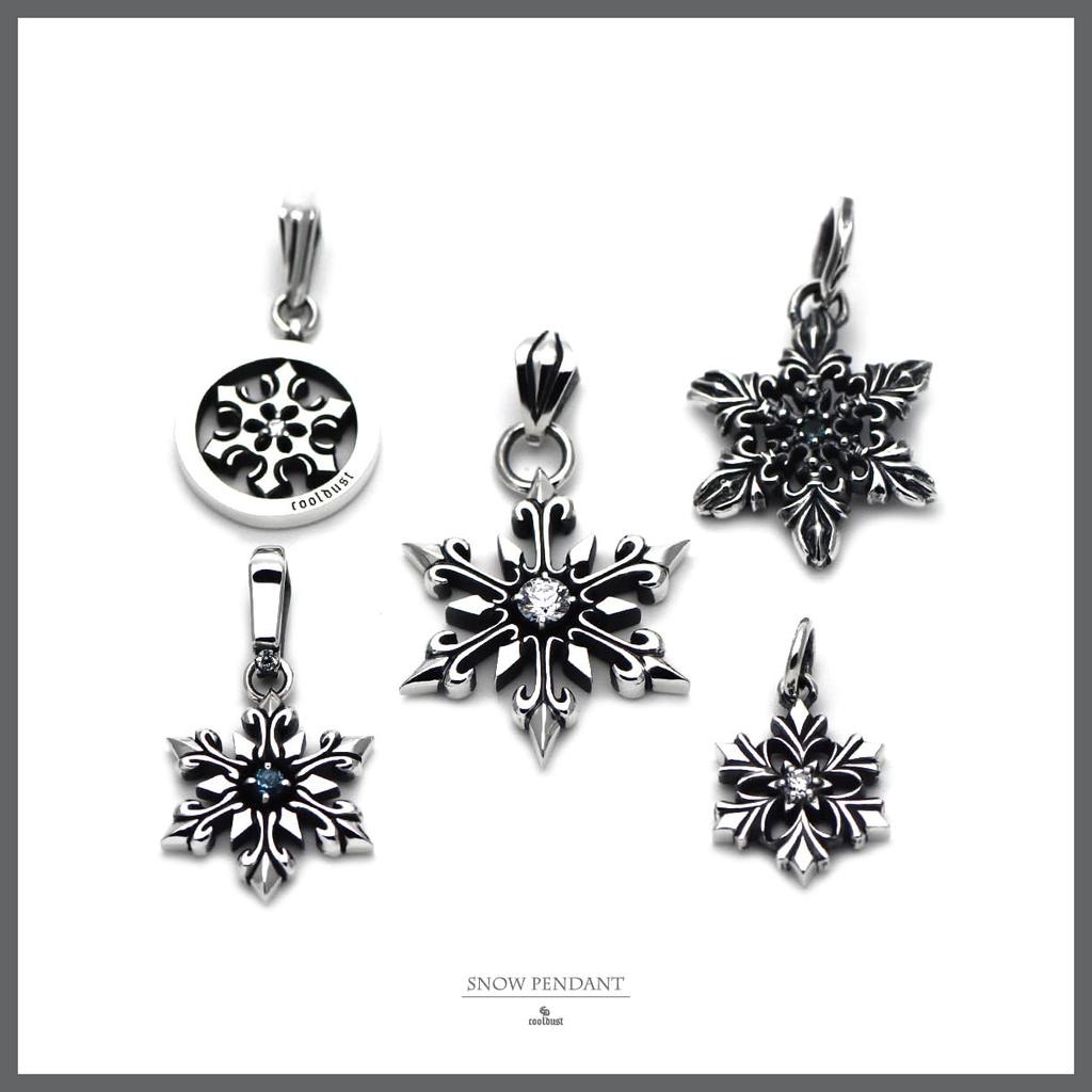Snowflake Silver 925 Pendant Necklace with Zirconia cooldust [FUNKOUTS] FCN-007