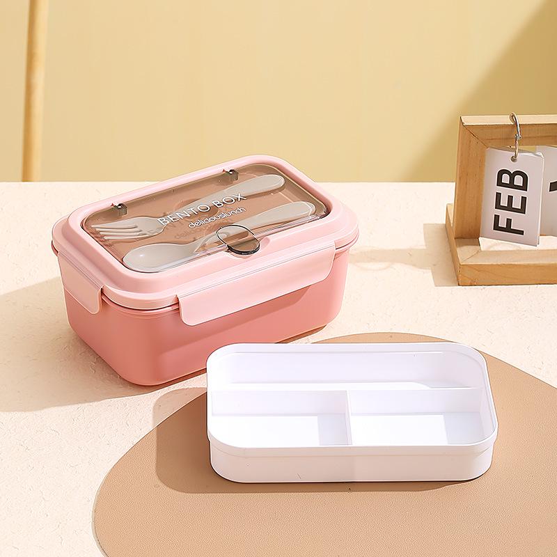 Nordic Style Stainless Steel Student Lunch Box with Compartments and Tableware