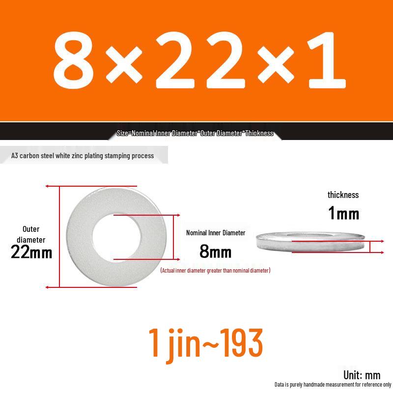Extra Thick Galvanized Iron Flat Washer, Round, M3-M62