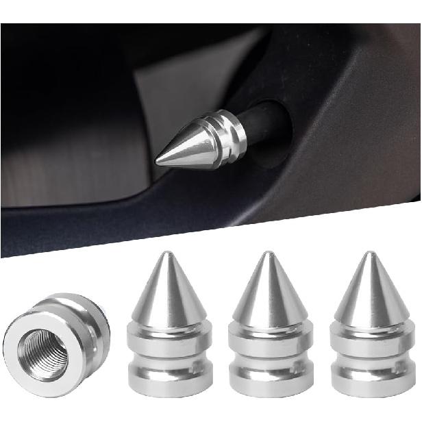 Car Tire Valve Stem Caps, 4PCS Spike Style Aluminum Alloy Leakproof Vehicle Wheel Stem Caps, Dustproof Automotive Tire Air Valve Cover Accessories,