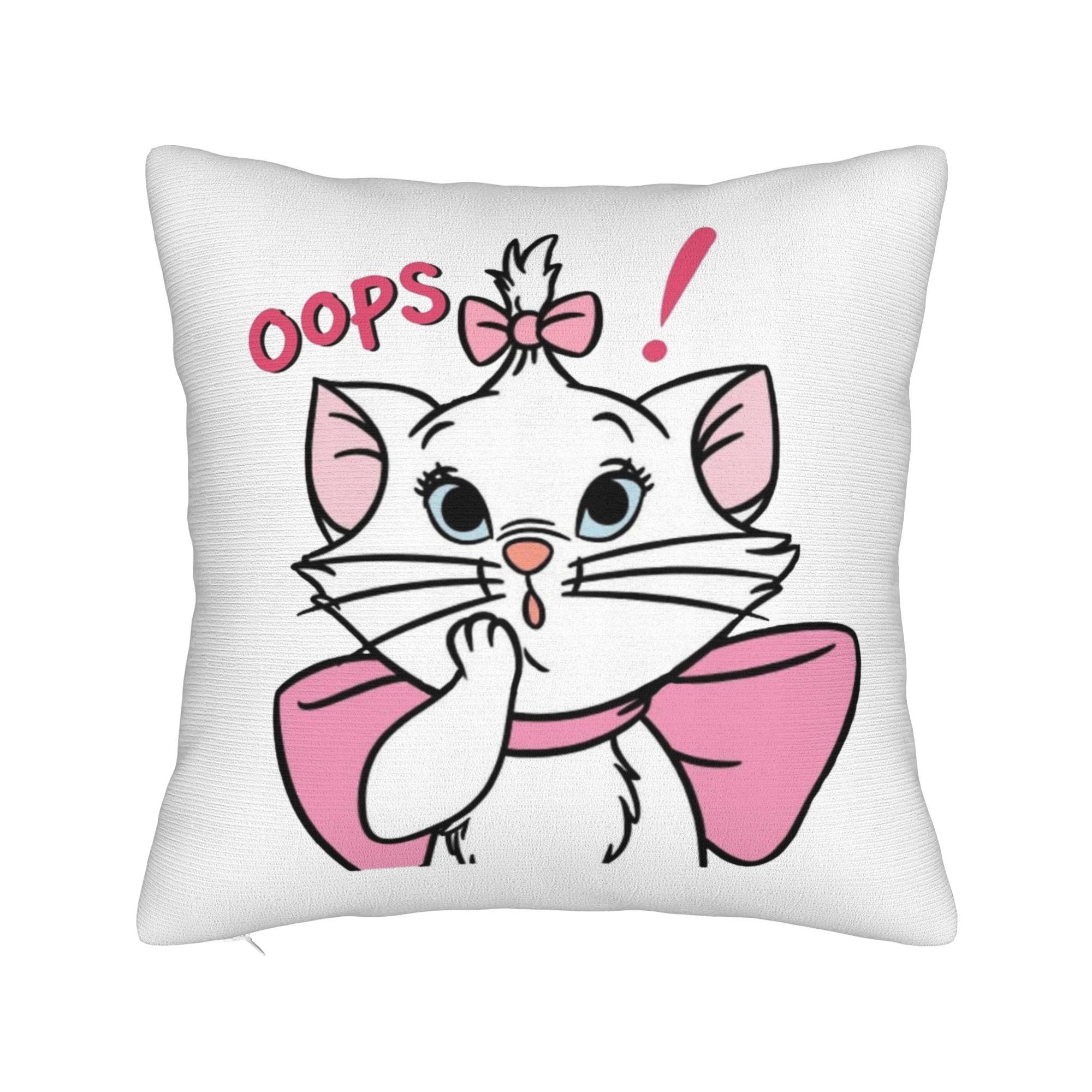 

Marie Cat Pattern Square Pillow Case Cushion Cover Funny Zipper Decorative Pillowcase for Car 40*40cm 30cmx30cm