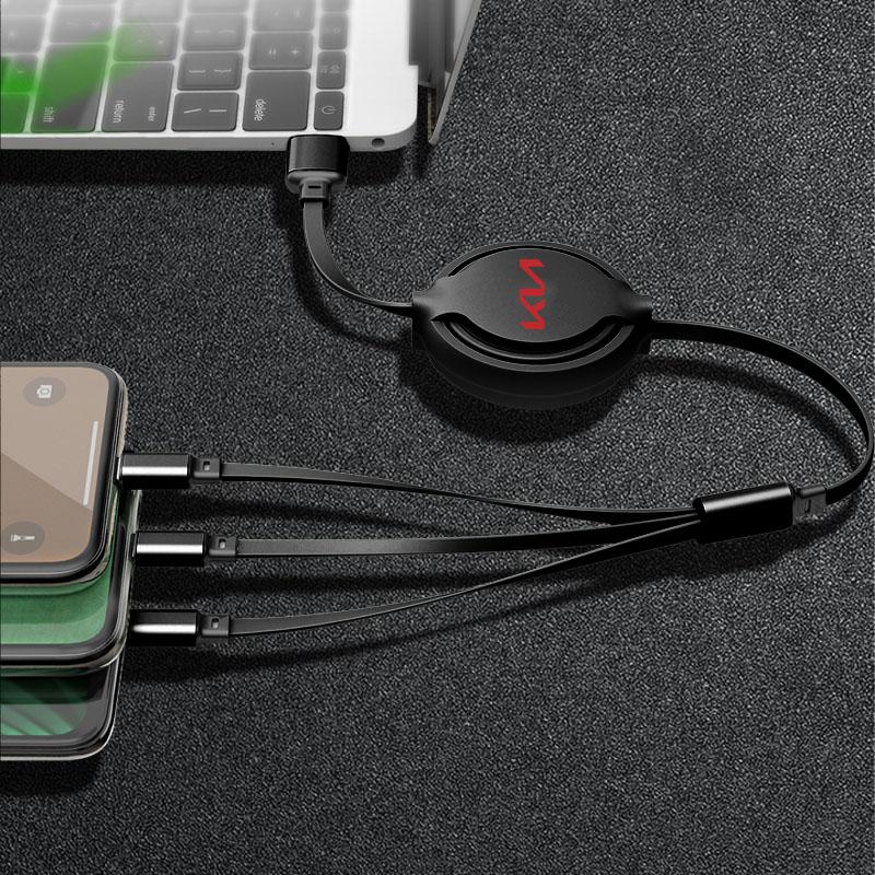 Car Mounted Telescopic Three in One Mobile Phone Charger For KIA Rio Ceed Sportage Cerato Soul Sorento Flip R K2 K3 K5 Soul