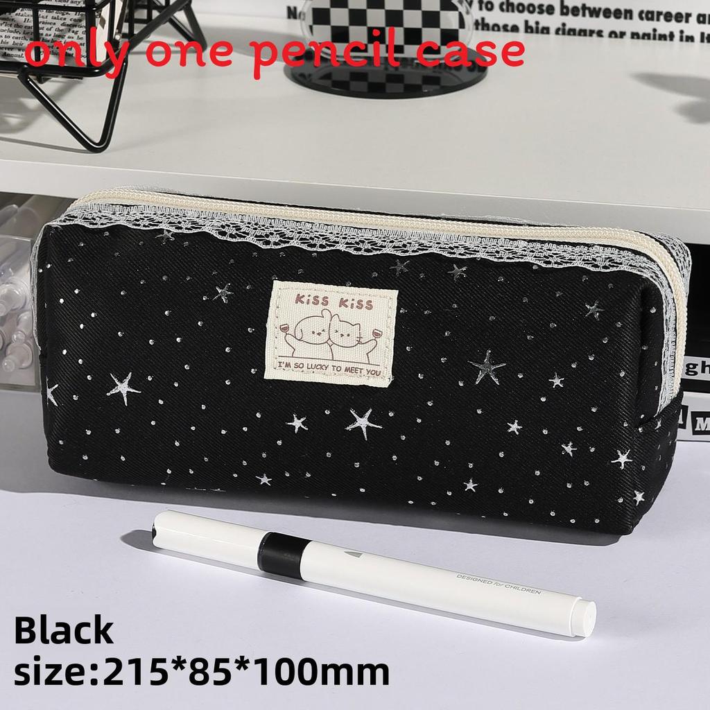 Korean Style Large Capacity Pencil Case With Fabric Material For Students And Office Use