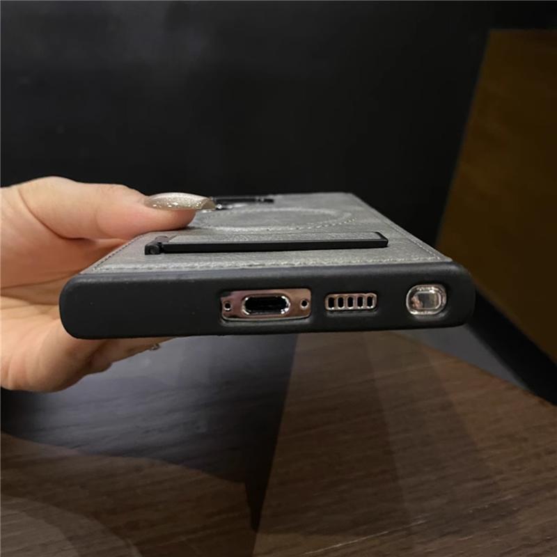 Custodia Portafoglio Pieghevole Magnetica in Pelle di Lusso per Samsung S24 Ultra S23 Plus S22 Ricarica Wireless Antiurto Cover Posteriore Morbida