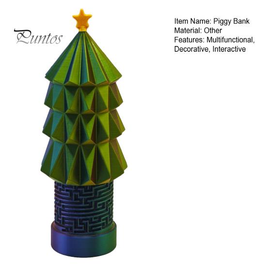 Desktop Ornament for Christmas 3D Printed Tree Maze Piggy Bank with Coin Slot, Funny Game Decorative Figurine Slot Kids and Adults, Home Decor
