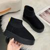 Leoparden Plateau Damen Schnee Stiefeletten Designer Flats Freizeitschuhe Plüsch Baumwollschuhe 2024 Trend Warme Winter Botas Mujer 35-42