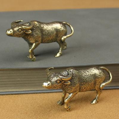 Solid Pure Brass Office Desktop Zodiac Cow Small Ornament Bronze Tea Pet Jewelry Handicraft Gifts Zodiac Cow