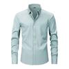 Herren Langarm Slim Fit Hemd mit Knöpfen Uni Schwarz