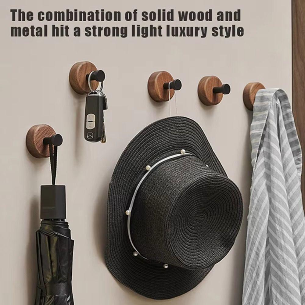 Self-Adhesive Suction Cup Hook No Drilling Wood Hook Space Saving Wall Mount Hook  Door Hanging