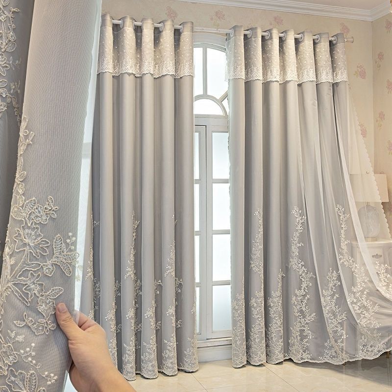 Luxury New European Style Curtains for Living Room Bedroom Double Layer Tulle Gauze Extravagance Embroidered Window Screens