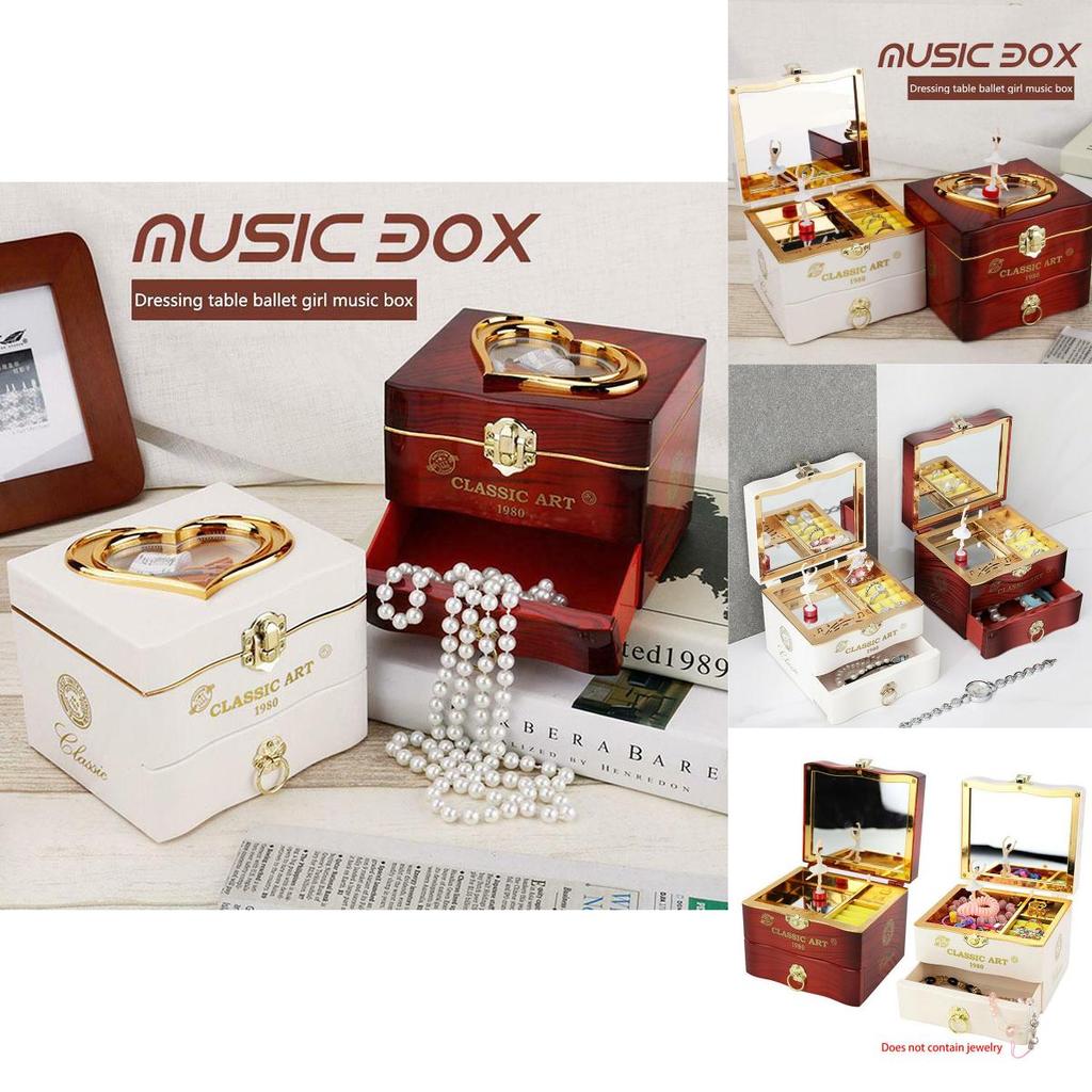 Enchanting Retro Music Box With Rotating Ballerina And Elegant Jewelry Storage