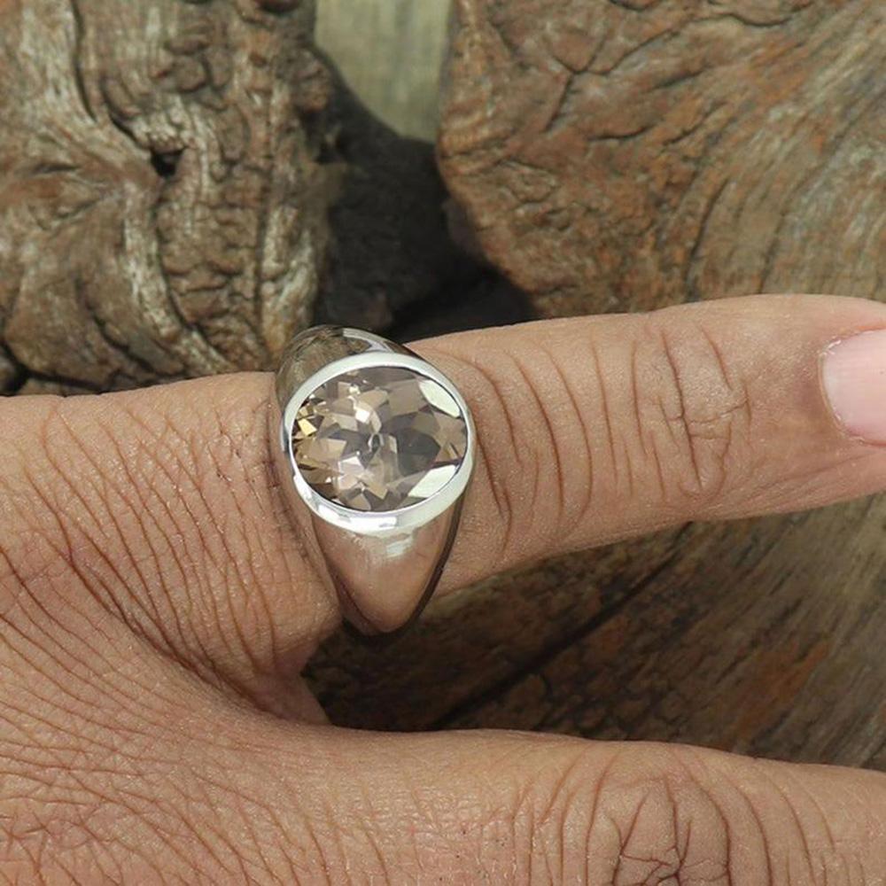 Kristallquarz-Ring, Siegelring, Ring aus 925er Sterlingsilber, Edelstein-Ring, Damenring, Herrenring, handgefertigter Ring, Geschenkring, Neujahrsgeschenk