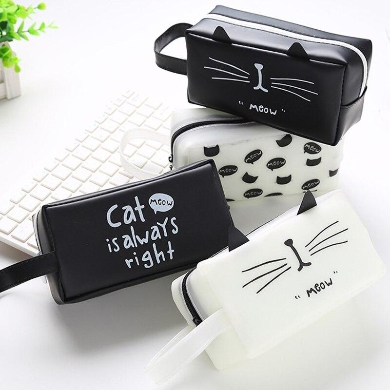 

Пенал с белым котом, школьные принадлежности для студентов, канцелярские принадлежности, подарок, школьный милый пенал, пенал для ластика для карандашей