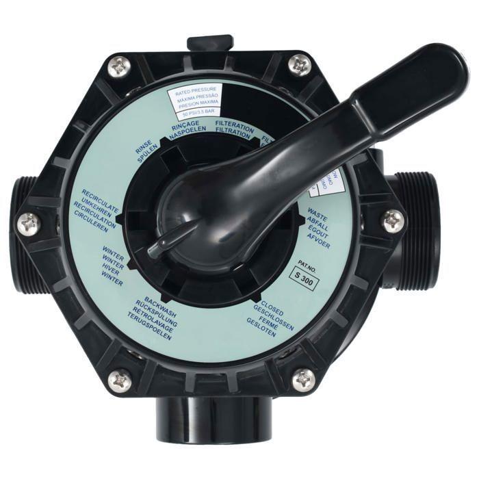 VidaXL Soupape à Multi-Voies pour Filtre à Sable ABS 1,5" 6 Voies Soupape à Montage Supérieur 6 Fonctions de Soupape Valve 91731