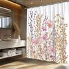 1pc Soft Pastel Floral Shower Curtain, Polyester Fabric, Machine Washable, with Hook, Suitable for Bathroom Decoration