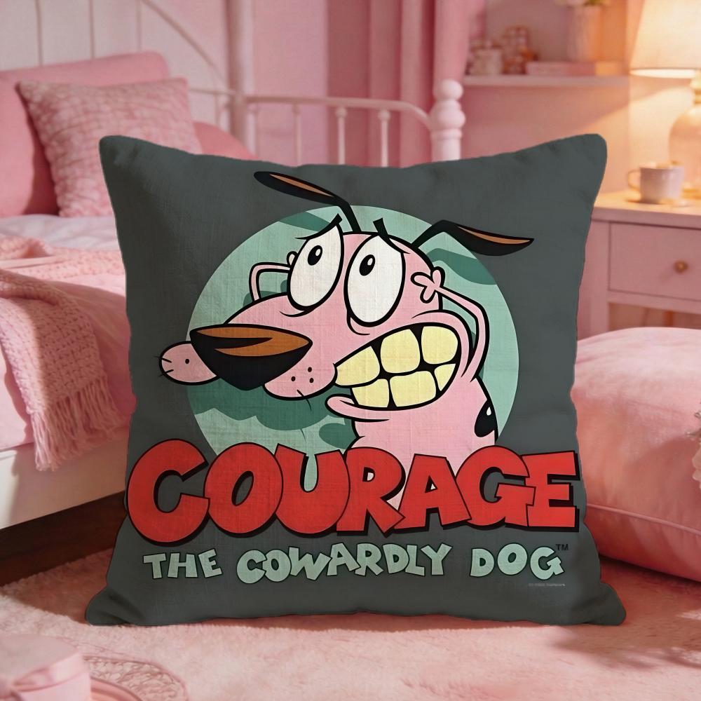 CCourage The Cowardlys DDogs Cushion Cover Premium Comfort Reversible Pillow CoveTwo In One Design For Any Room  Car Interior