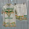 2024 Summer European & American Trendy Men's Color Block Print Shirt & Shorts Set