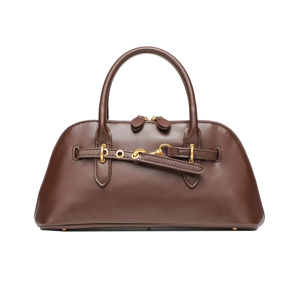 Korean Version of Light Luxury Shell Bag for Women's Retro Portable Commuter Bowling Bag Niche Fashion High End Single Shoulder Crossbody Bag