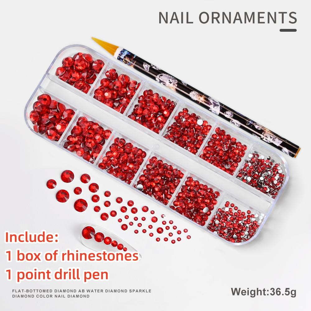 

1 коробка роскошных блестящих алмазных страз для дизайна ногтей, каменные стразы, стеклянные 3D-принадлежности для ногтей, ювелирные изделия AB/цветные украшения для маникюра с горячей фиксацией#