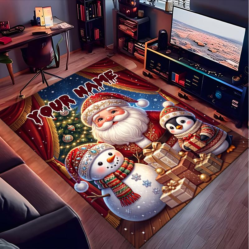 1PC Custom Name Christmas Magic Night Theme Floor Mat Ideal for Living Room, Game Rooms, Office, Bedroom,Floor Mat Playful Design