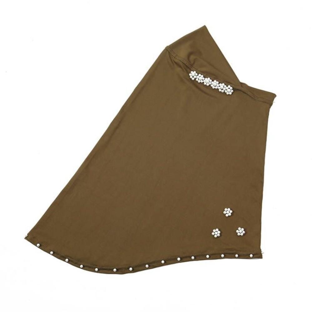 Breathable Imitation Pearl Beads Bonnet Hijab Comfortable Jersey Hijab Islamic Wear темно-зеленого