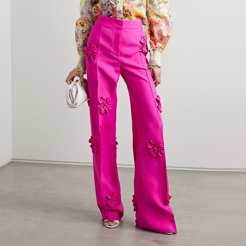 

2025 Summer It-Girl Floral Suit: Blazer & Flared Pants Set for Women M