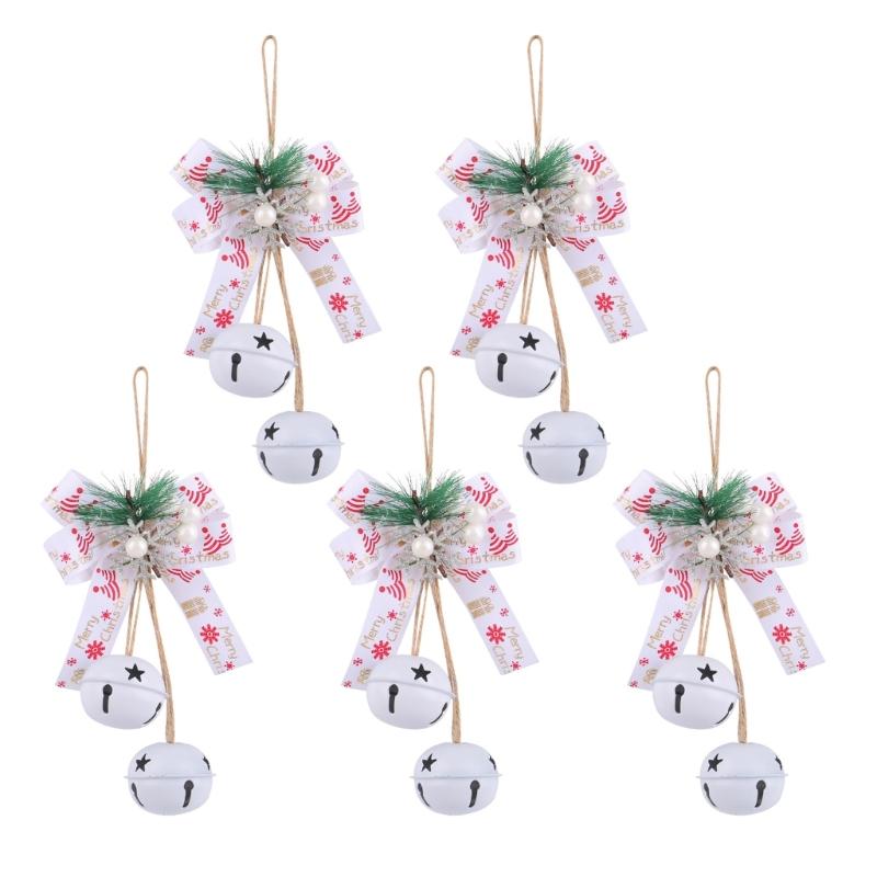Holiday Bowknot Iron Craft Bells Delicate Iron Crafted Bells with Bowknot for Christmas Tree and Window Decoration