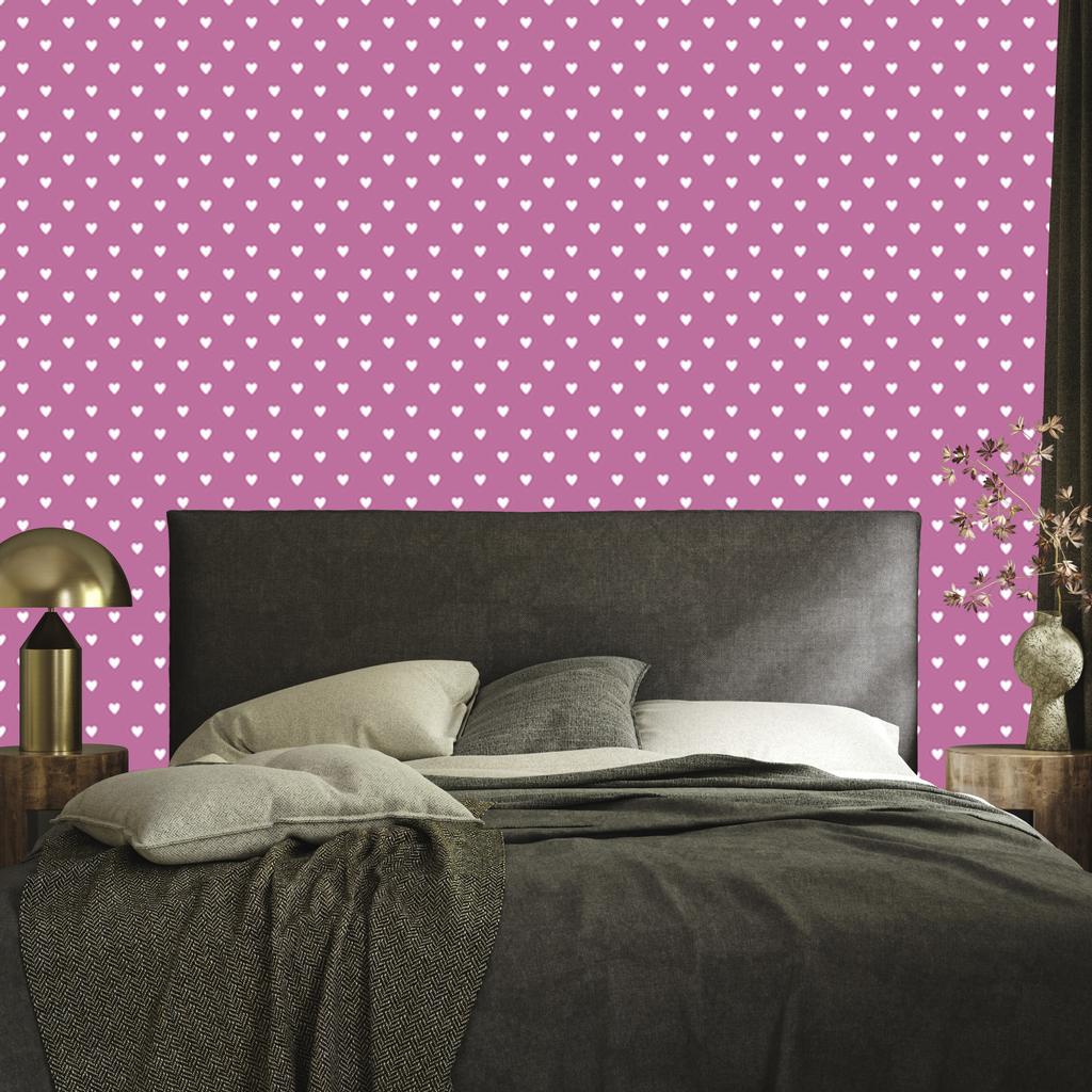 Heart Wallpaper Purple, Powder Pink and White 50x1000