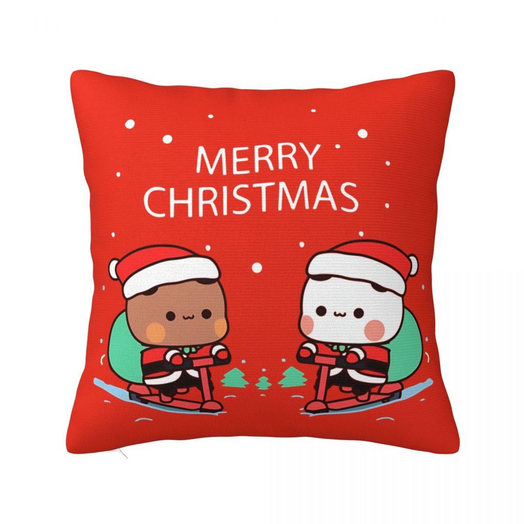 Dudu Bubu Pillow Case Merry Christmas Retro Trendy Pillow Cover Square Graphic Cushion Cover Pillowcases For Home Decoration