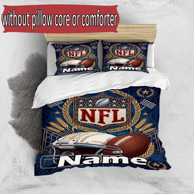 3-teiliges Bettbezug-Set (1 * Bettbezug + 2 * Kissenbezug, ohne Kern), Benutzerdefiniertes Namens-NFL-Muster Bettwäsche-Set, Schlafzimmer-Dekoration Geschenk für Zuhause