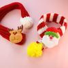 Elk Puppy Kitten Christmas Scarf Snowman Cartoon Pet Warm Knitted Scarf Thicker Cute Pet Color Blocked Scarf Keep Warmth