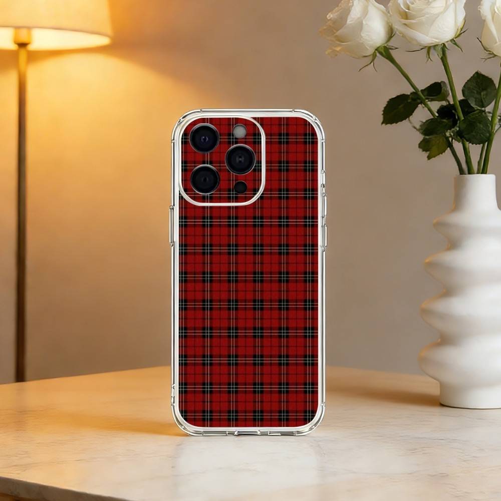 Cool P-Purple P-Plaid Pattern Phone Case For iPhone 17 16 15 14 13 12 11 Mini Pro Max Plus Transparent Cover iPhone13PROMAX