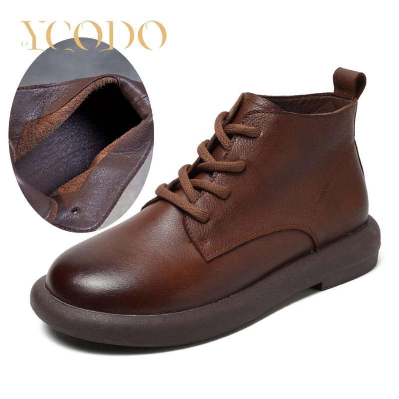 

Женские осенние и зимние кожаные ботильоны, повседневные и удобные студенческие ботинки Marton для девочек 38