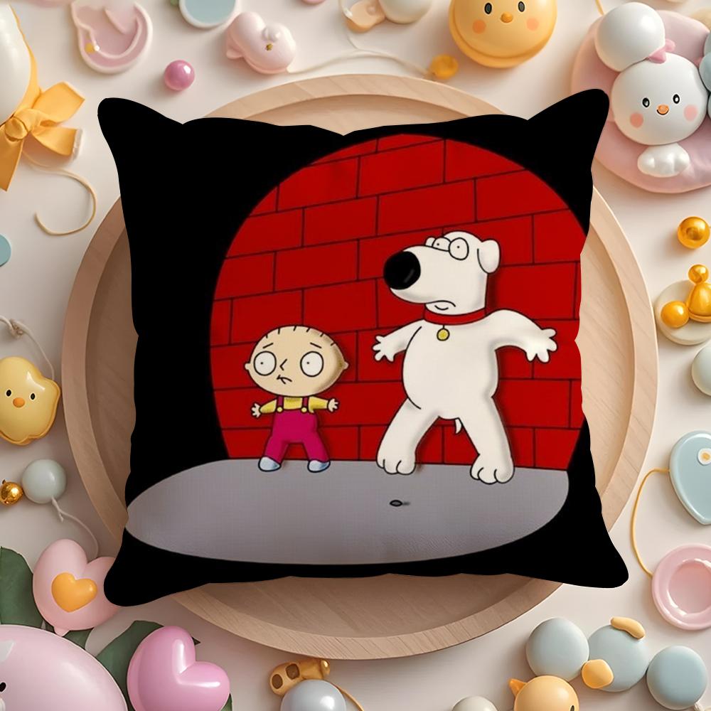 Pikpaka F-Family Funny Guy Cushion Cover Plush Fabric Soft Double-Sided Printed Sofa Warm Winter Home Gift Pillow Cover