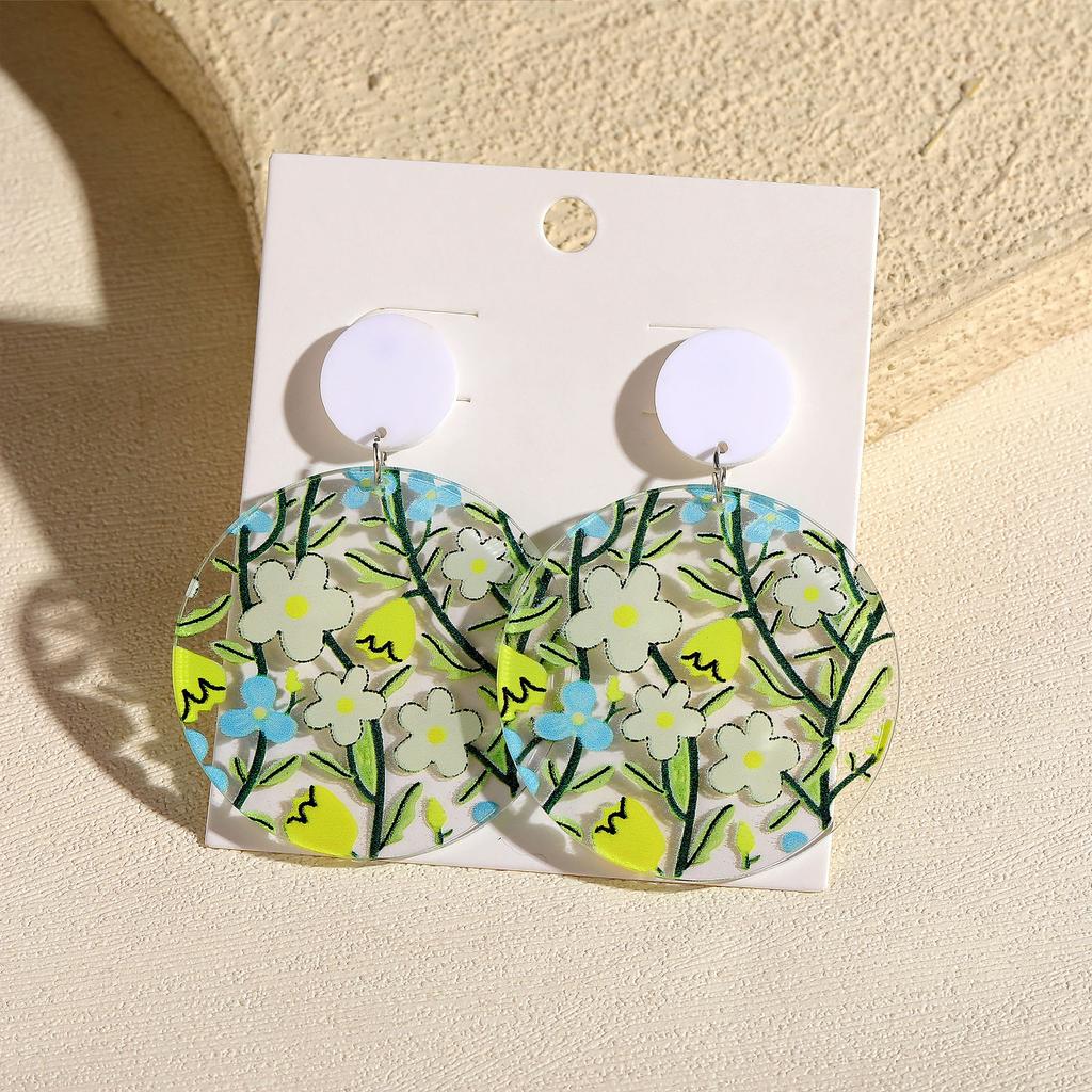 Kvinner Frisk Skogstil Blomstermønster Gjennomsiktig Akryl Øredråpe Øredobb