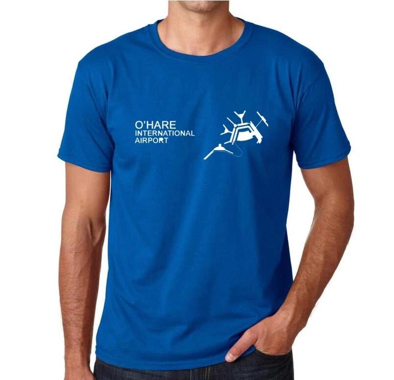 O hare International Airport T-Shirt Chicago Illinois Air Travel Blue Tee Shirt 3XL