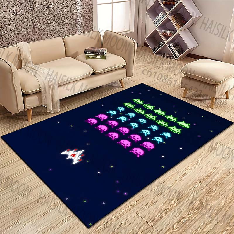 Classic pixel alien shooter Pattern Rug Carpets for Bedroom Living Room Sofa Mat Creative Door Mat Cloakroom Home Decor