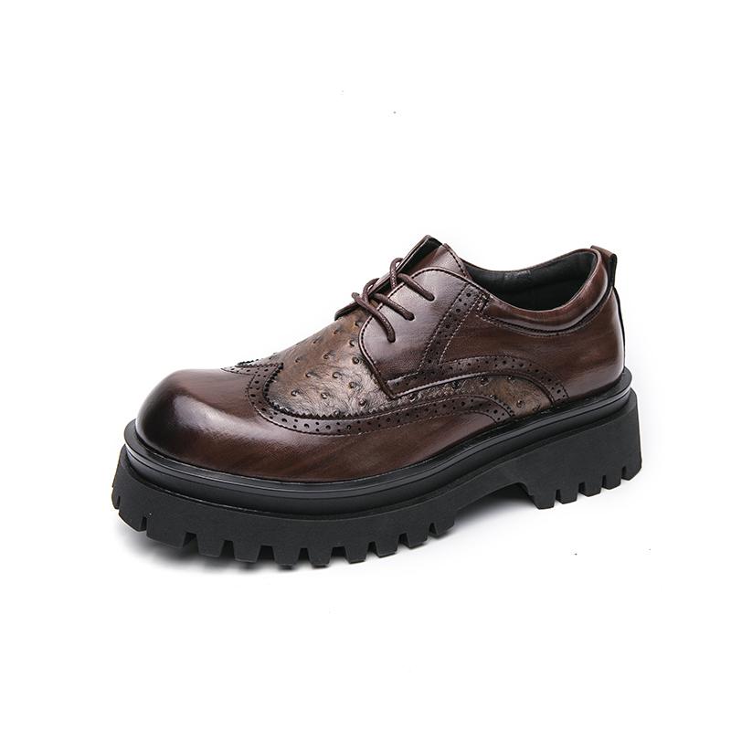 

Fashion Thick soled casual men s leather shoes Classic Black Brown style Leisure Business Office Height increasing groomsmen shoes 38 коричневый