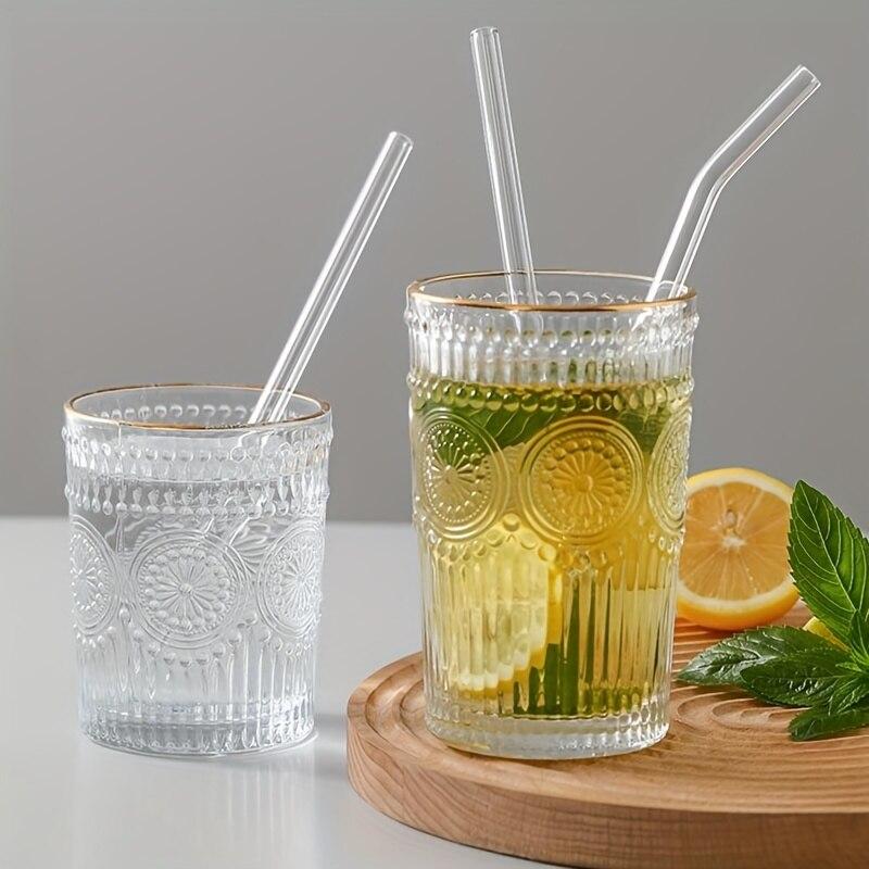 1 conjunto Canudos de Vidro Resistentes ao Calor com Escova - Conjunto de 5 - Reutilizáveis e Laváveis, Perfeitos para Smoothies, Milkshakes, Chá, Suco
