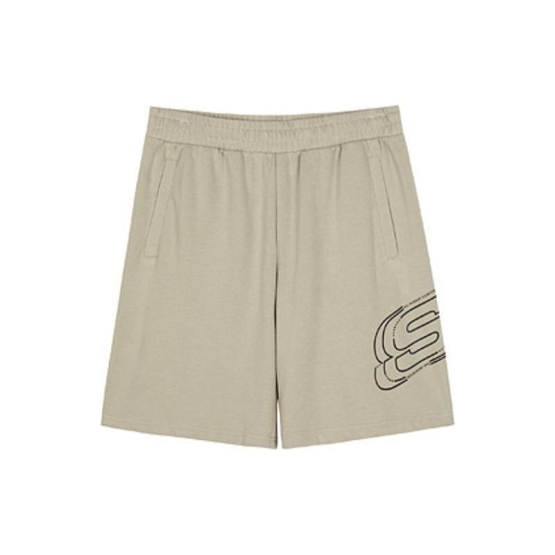Skechers Logo Print Running Training Fitness Shorts Men Shorts Rock-Beige L223M089-00V8 XXL