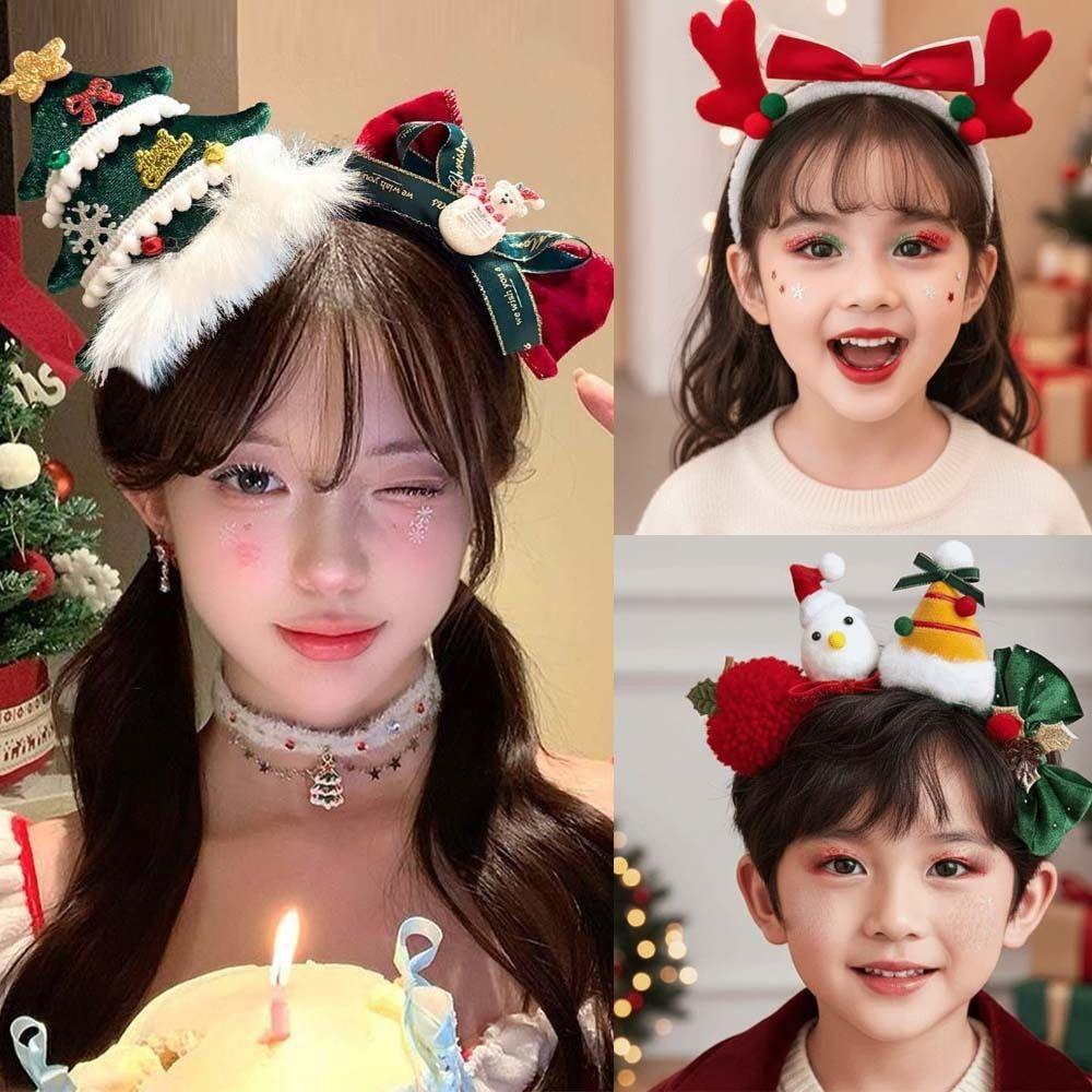 Shiny Sequin Christmas Headband Forest Green Elastic Band Xmas Tree Headpiece Lightweight Design Bright Red Sequin Hair Hoop