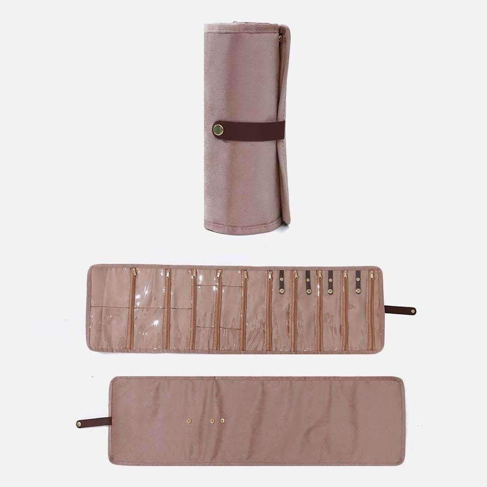 Kompakter Flanell Schmuckorganisator PVC Ringe Halsketten Aufbewahrungstasche Armbänder