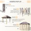 Hexagonal Garden Gazebo 4.05x3.4x2.85 M With Double Roof 6 Detachable Mosquito Nets Bag And Anti UV Beige