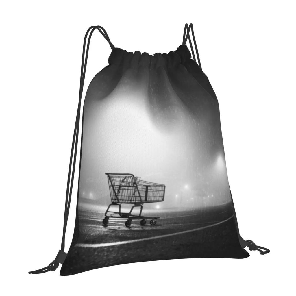 Shopping Cart Hot Sale Schoolbag Backpack Fashion Bags Film Shopping Cart Lonely Alone Indie Arty Light Foggy Rainy Atmosphere
